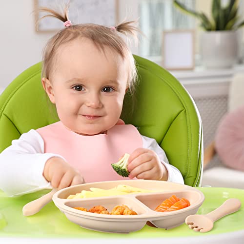 Irenare 9 Pack Suction Plates Set For Baby Toddler Food Grade Silicone Plates With Lids Bpa Free Divided Plate With Spoon Fork Dinner Plates For Kids Led Weaning Supplies Eating Utensils Self Feeding #TOP4