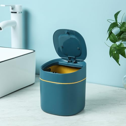 Papelera de cocina mini con tapa presionable color azul miniatura 7