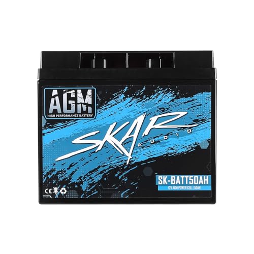 Image of Skar Audio 12V AGM 750 Amp 50Ah High Performance Car Audio Battery with Terminals | SK-BATT50AH