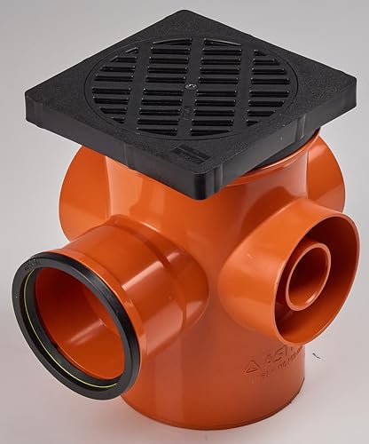 110MM Orange Underground Pipe Fittings, Push Fit Fittings Universal Bottle Gully, Drainage Bottle Gully Trap A15 Loading Class, with Back Inlet plugged 110mm