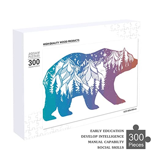 Bear with Mountains Landscape Wooden Puzzle #TOP26