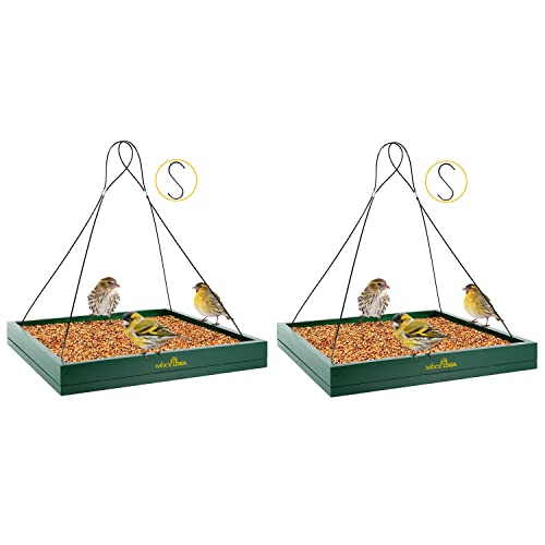MIXXIDEA Bird Feeder Hanging Tray, Wooden Platform...