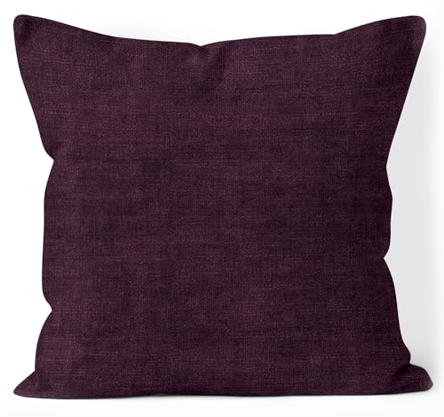 Image of Encasa XO Thick Chenille Throw Pillow Covers Set of 1 | Wine - (24 inchx24 inch) (60x60 cm) | Decorative Accent Square Throw Pillow Cases for Couch, Home Decor, Sofa