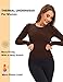 Tfovorlein Thermal Shirts for Women Long Sleeve Fitted Underwear Crewneck Fleece Lined Top Base Layer Undershirt for Winter Cold Weather with Thumb Holes Brown M