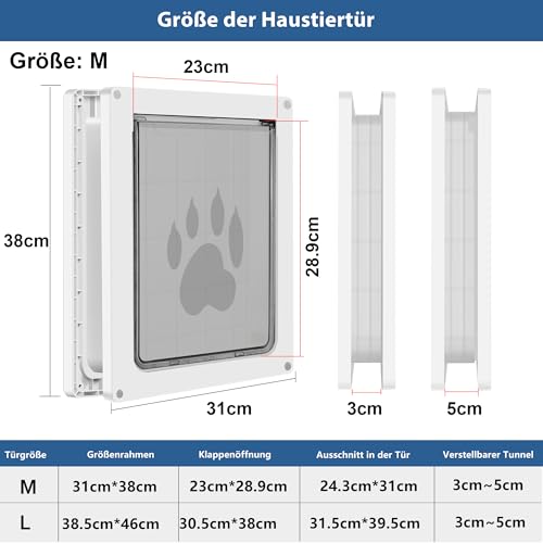 CEESC Wetterfeste Hundetür und Katzentür für Haustiere bis 20,4 kg, langlebig, Schnappverschluss inklusive