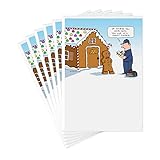 Hallmark 0599XXH2125 Shoebox Funny Christmas Cards Pack, Gingerbread House (6 Cards with Envelopes)