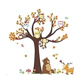 TOYANDONA Cartoon Wandaufkleber Satz mit Waldtieren Selbstklebende Wanddekoration aus Umweltfreundlichem Material für Kinderzimmer Schlafzimmer und Wohnzimmer