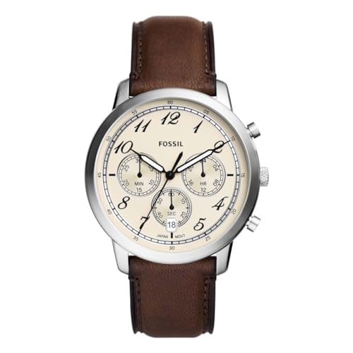 Fossil Orologio Neutra da uomo, movimento cronografo al quarzo con cinturino in pelle