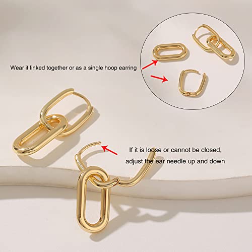9 Pairs Chunky Gold Hoop Earrings Set For Women Girls 14K Gold Plated Hypoallergenic Twisted Link Open Hoops Lightweight Thick Waterdrop Gold Earrings #TOP3