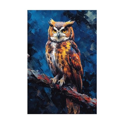 Décoration murale pour chambre de garçon ado : grand portrait hibou abstrait