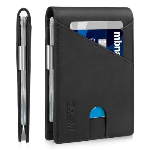 Image of Zitahli Slim Wallet for Men,RFID Blocking Leather Bifold with Money Clip | Minimalist Front Pocket Design, Holds 12 Cards, RFID Protection, Gifts for Men on Birthdays, Father's Day, and Christmas