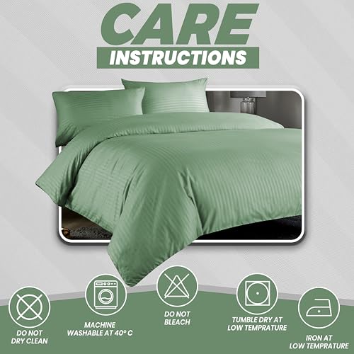 Olivia Rocco Mayfair Stripe Duvet Cover Set Easy Care Satin Stripes Comforter Reversible Bedding Quilt Covers With Pillowcases - Image 3