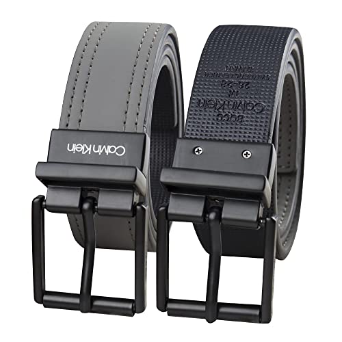 Calvin Klein Boys' Reversible Leather Belt, Grey/Navy, Large #TOP11