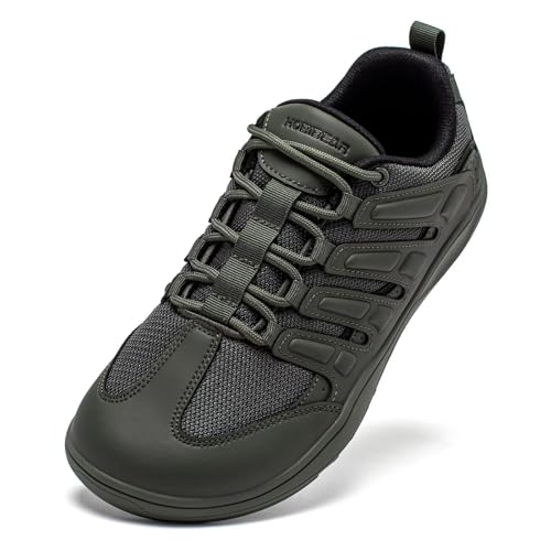 HOBIBEAR Barefoot Shoes Mens Wide Toe Box Zero Drop Sole Trail Running Sneakers Minimalist for Outdoor Gym Casual Trekking Travel Training Walking Green