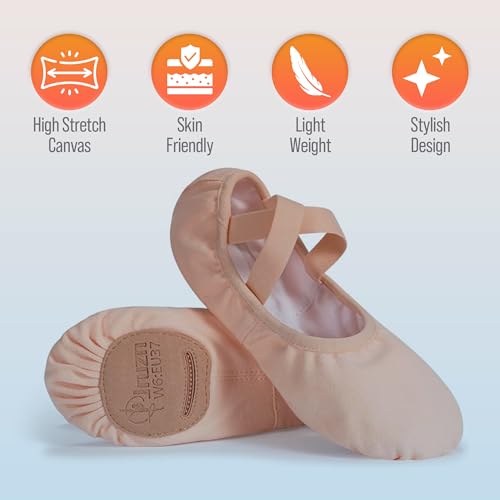Women Ballet Shoes, Highly Stretch Canvas Dance Slippers, Split Sole Non-Slip Yoga Flat for Girls Adults4