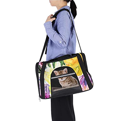 Bolsa de colores de flores para llevar mascotas con suavidad 7