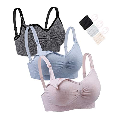 Icvwiafny Support Nursing Bras for Breastfeeding Women Maternity Bras for Breastfeeding Pregnancy with Extender Clips 3pack