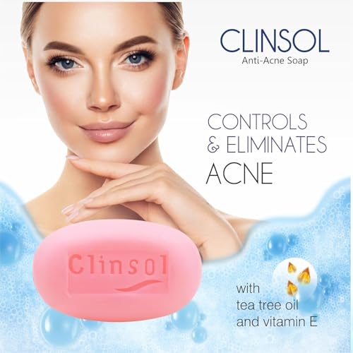 Image of Clinsol Soap Pack of 3 (75g Each)- Enriched Tea Tree Oil with Vitamin E for Soft Skin Helps to remove Acne and Makes Skin Nourished And Clear