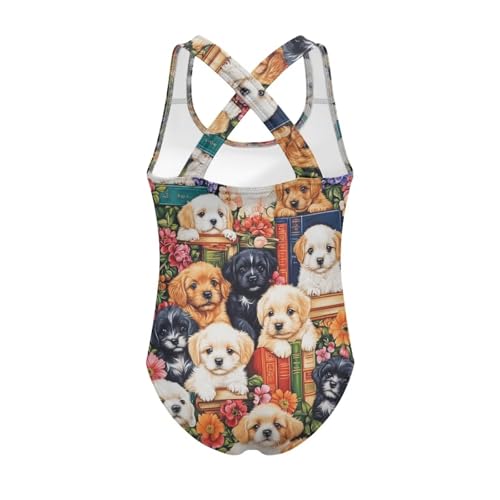 Image of WELLFLYHOM Girls Bathing Suits One Piece 5-14 Kids Full Coverage Swimsuits Cross Back Summer Swimwear for Beach Holiday