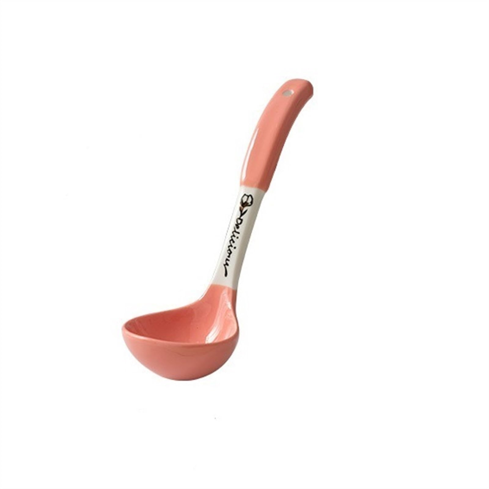 Cuchara sopera de cerámica Colorida, cucharón, cucharas China, Grandes Porcelana Resistente y Profunda, 1 Unidad, Cuchara for Helado(Pink)