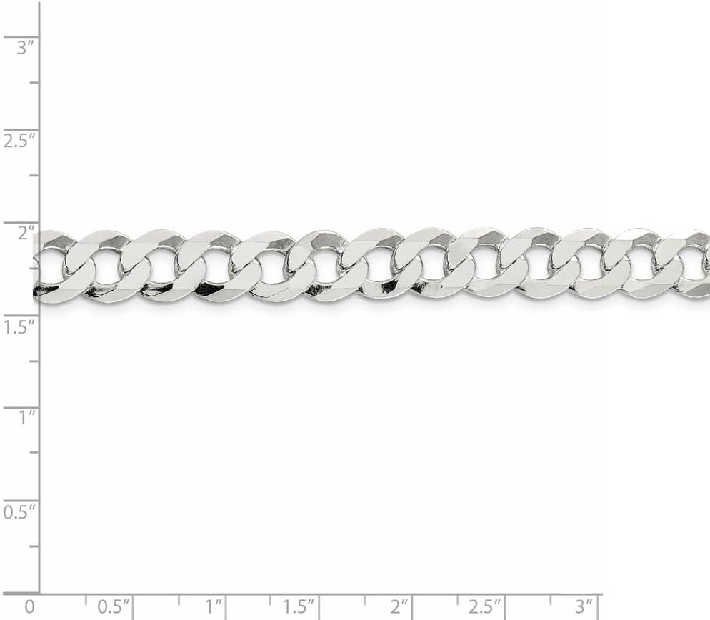 The Black Bow Men's 9.75mm Sterling Silver Solid Flat Curb Chain Necklace - Image 5