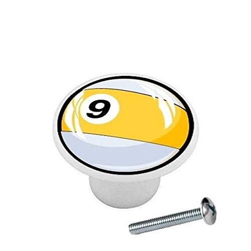SET OF 2 KNOBS 9 Pool Ball Billiard Balls DECORATIVE Glossy CERAMIC Cupboard