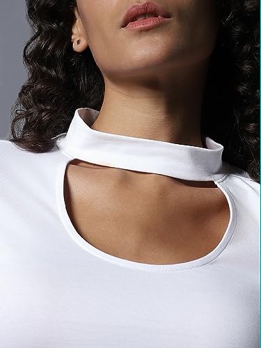 Image of High Star Women's Choker Neck Fitted Full Sleeves Crop Top