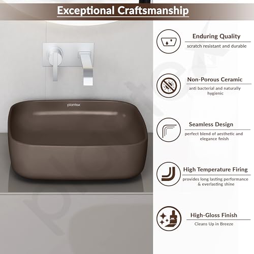 Image of Plantex Ceramic One Piece Commode with Washbasin /Rimless Western Toilet /Bathroom Wash Basin /S Trap Commode for Bathroom - (Choco)