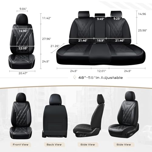 Image of Coverado Car Seat Covers Full Set, Seat Covers for Cars, Front Seat Covers and Back Seat Cover Waterproof Leather Automotive Seat Cover, Universal Car Interior Protectors Cushion for Most Cars