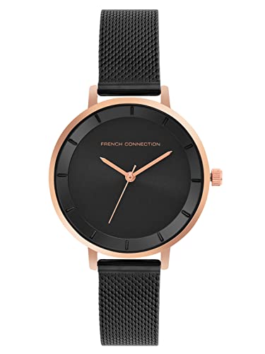 French Connection Stainless Steel Analog Rose Gold Dial Womens Watch-Fcn00016C, Band_Black (B0B2K17QRQ) Amazon Price History, Amazon Price Tracker