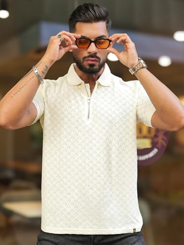 Image of Maniac || Mens || Kite || Textured || Polo Neck || Half Sleeve || Cotton || Slim Fit || Tshirt