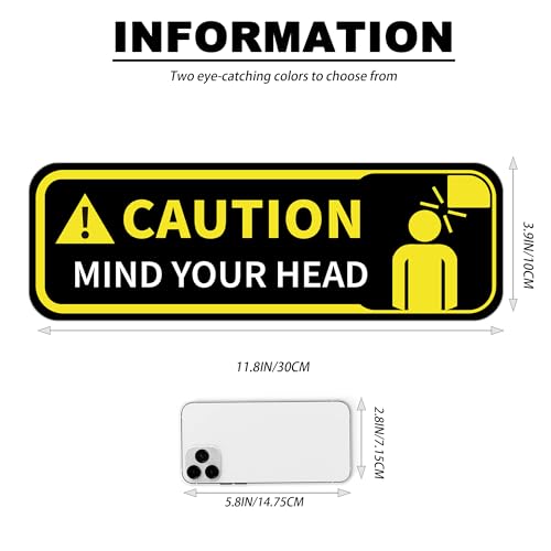 Image of Watch Your Head Sign Stickers, Self Adhesive Vinyl Caution Mind Your Head Safety Signs Decals for Stairs Basement and Factory UV Protected Fade Resistant