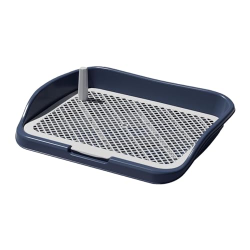 perfk Hundetoilette, Hundetöpfchen-Unterlage mit abnehmbarem Pfosten, Wiederverwendbare Netz-Trainingstoiletten-Töpfchenschale für kleine und mittelgroße, Navy Blau