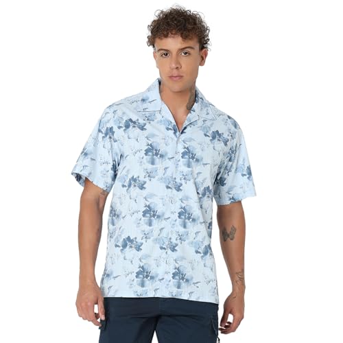 Image of Spykar Men's Relaxed Fit N /A Half Sleeve Printed Casual Shirts