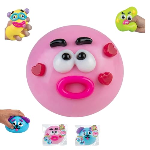 Smushers Squishy Toys Curiosities Smushers Dog Face Swap Squishy Cute Easy Squeezy Funny Face Squishy Stress Balls Stress Relief Gifts for Adults(Pink)