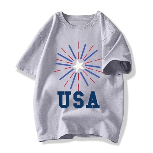 Image of Boys 4th of July Shirts-Toddler Girls Patriotic American Flag Tees Kids Memorial Day USA T-Shirts 2-7T