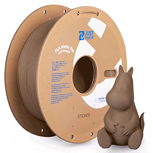 JUSTMAKER Matte PLA+ 3D Printer Filament, Upgrade Cardboard Spool, Dimensional Accuracy +/-0.03mm,...