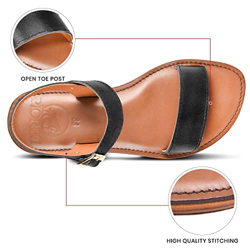 Myrina Women’s Strappy Natural Leather Flat Slingback Sandals2