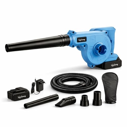 Lifelong Cordless Mini Leaf Blower Rechargeable Battery | Leaf Blower | 21V| Blower for Cleaning | Multipurpose Use | Lightweight| Daily Home & Office Use|Car Cleaning | Portable| Dirt Cleaning, Black