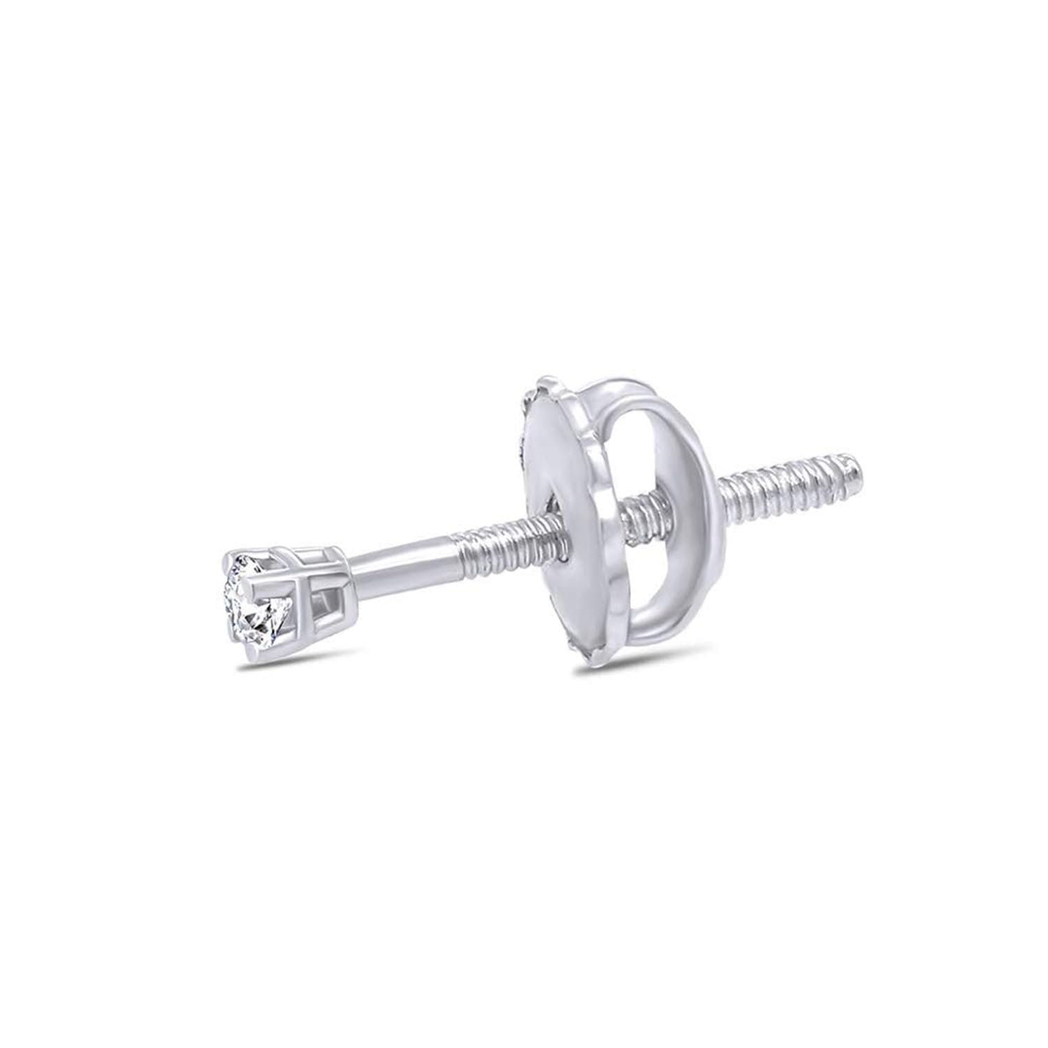 Affy Natural Diamond Mini Stud Screw Back Earring in 14k Solid Gold | Cartilage Diamond Stud Earrings | Single or Pair | Very Small 1.7MM