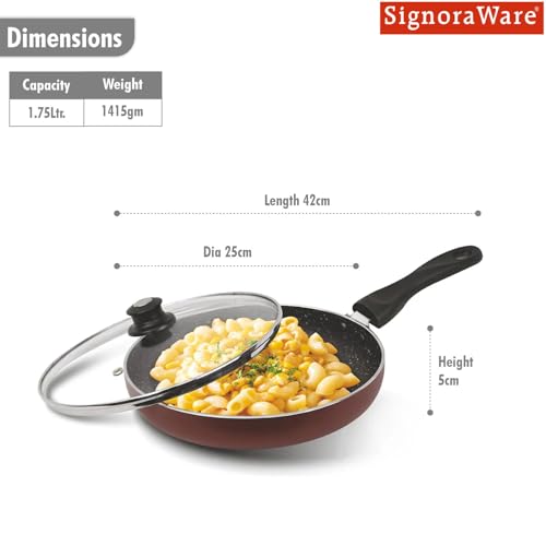Image of Signoraware Perfecto 4 Layer Coating Non Stick FryPan 24cm | Prevent Sticking | Gas & Induction Compatible | Ideal for Sauteing Veggies, Frying Snacks or Making Gravy & Stir-Fries (1.75 LTR | Steel)
