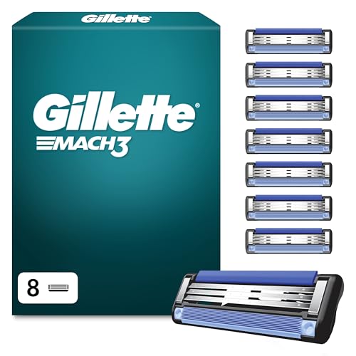 Gillette Mach3 Rasierklingen Herren, 8 Original Ersatzklingen, Klingen für Männer mit Gleitstreifen für Ein Sanftes Gleiten und Klingenbeschichtung 1