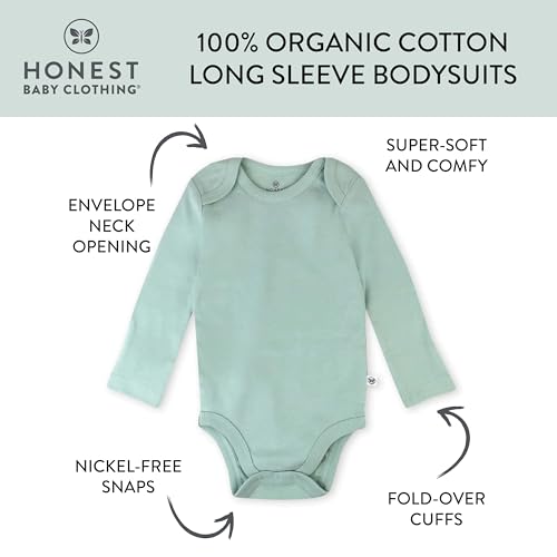 HonestBaby Baby 3-Pack Long Sleeve Bodysuits One-piece Organic Cotton for Infants2