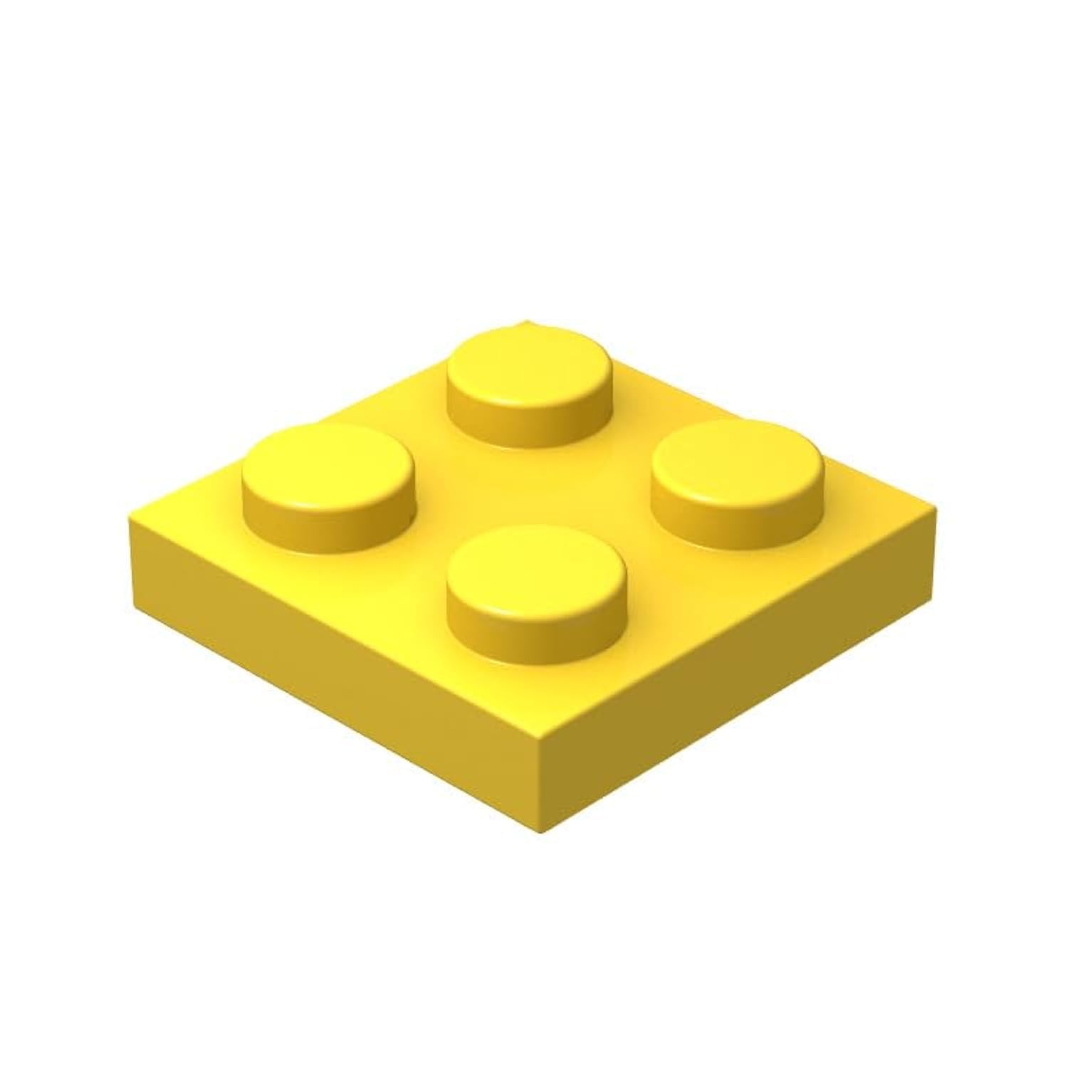 Plwooyur Classic Yellow Plates Bulk - 2x2 Building Plates Flat 100 Piece Set, Compatible With Lego Parts and Pieces (M0659-23)