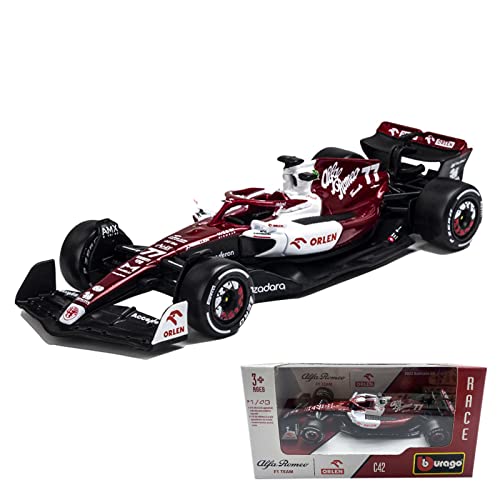 HTLNUZD Bburago 1:43 2022 F1Alfa C42 #77 Valtteri Bottas Formula One 1/43 F1Romeo Racing Team Statique en alliage moulé sous pression pour véhicules de collection (standard F1Alfa C42#77)