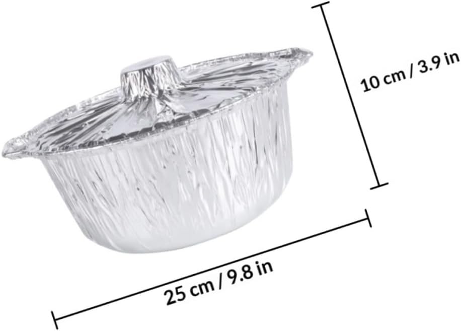 Tin Foil Pot with Lid 2000ml Silver Disposable Bbq Pan