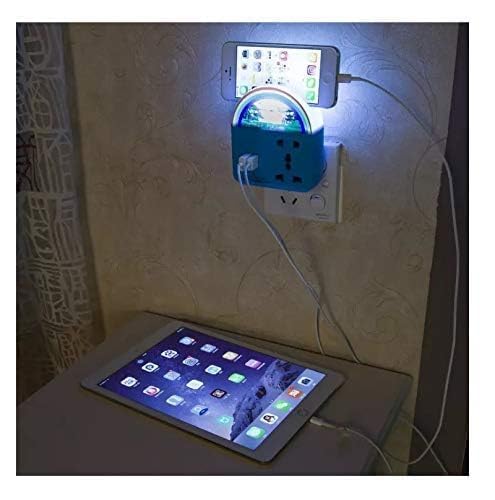 Seven Moon Lamp Socket Extender with LED Night Light, Dual USB Ports for Charging - Compact and Convenient Lighting Solution for Bathroom, Kitchen, Office & More (White) 3