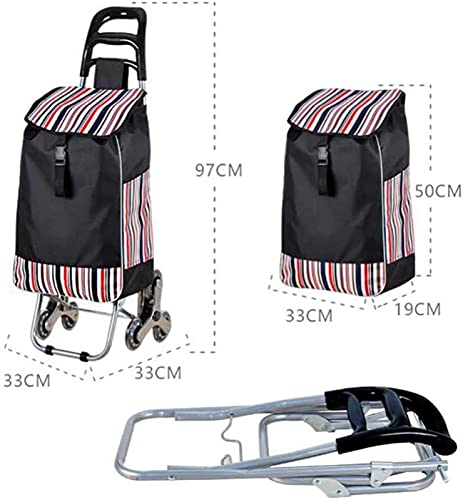 Faltbarer Einkaufstrolley mit 6 Rädern und Lebensmittel-Kletterwagen und wasserdichtem Sitz-Design hinter dem Wagen, 50… – Bild 3