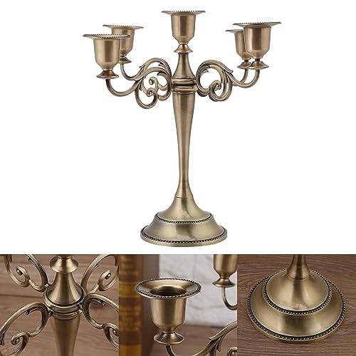 Candélabre 5 bras mariage et décoration de maison style européen en alliage bronze antique
