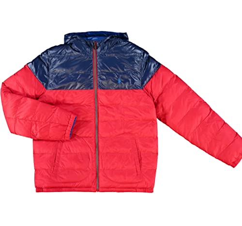 Ralph Lauren Polo winter puffer jacket coat Red Blue embroidered Pony Casual Boys SZ: L 14-16